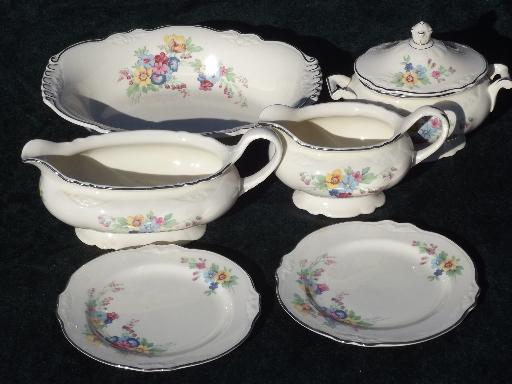 Bouquet Virginia Rose Homer Laughlin, vintage china dishes set for 4