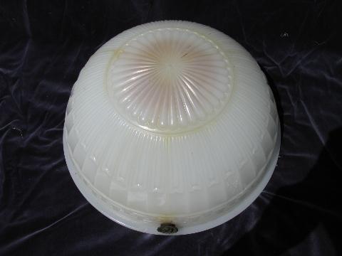 Brascolite antique lighting glass dome hanging lamp shade, early electric ceiling light fixture