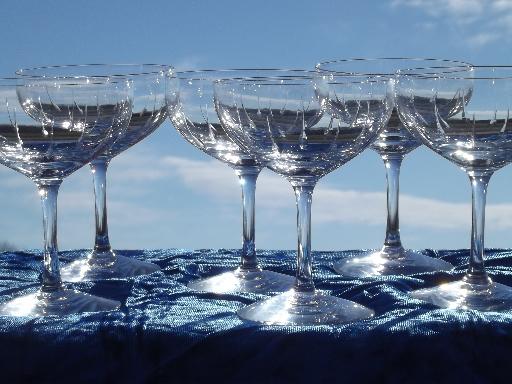 Bridal Shower Fostoria champagne glasses, vintage set of 6