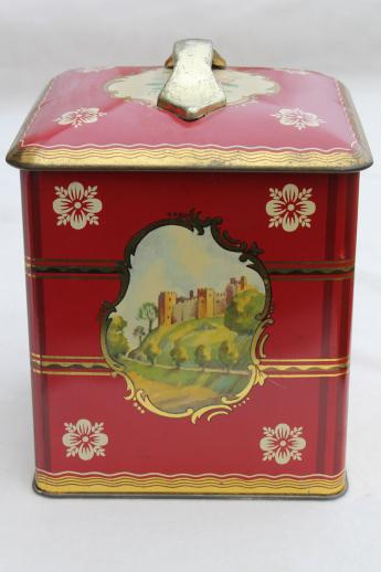British castles biscuit tin, vintage tin canister from sweets or shortbread