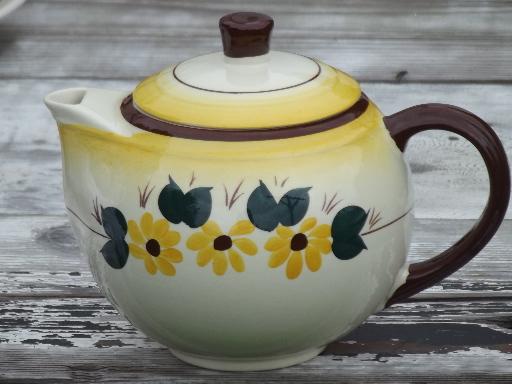 Brown Eyed Susan  china teapot, hand-painted Vernon Kilns Vernonware