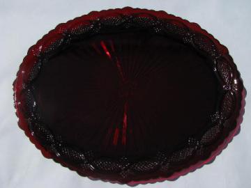 Cape Cod royal ruby red vintage Avon glass large oval platter