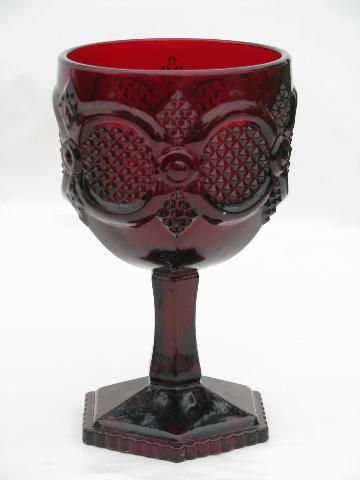 Cape Cod royal ruby red vintage Avon glass, lot of 4 water glasses goblets