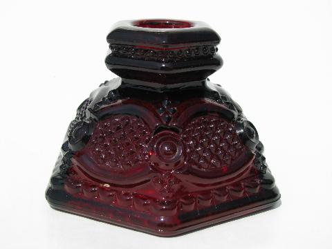 Cape Cod royal ruby red vintage Avon glass lot, vase and candlesticks