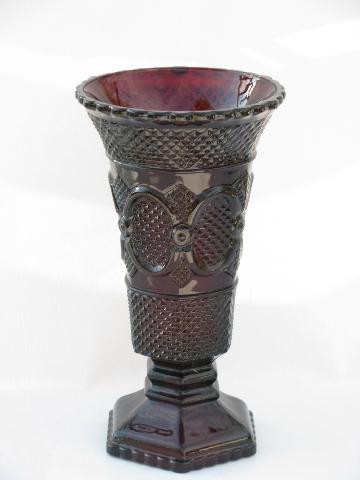 Cape Cod royal ruby red vintage Avon glass, tall flower vase