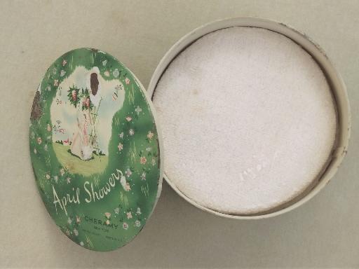 Cheramy 'french' powder box, vintage perfumed talc in metal litho tin 