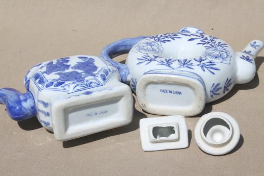 Chinese porcelain teapots, traditional style blue & white china tea pot lot