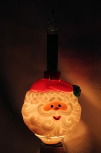Christmas night light set w/ retro bubble lights, plastic Santa & snowman decorations