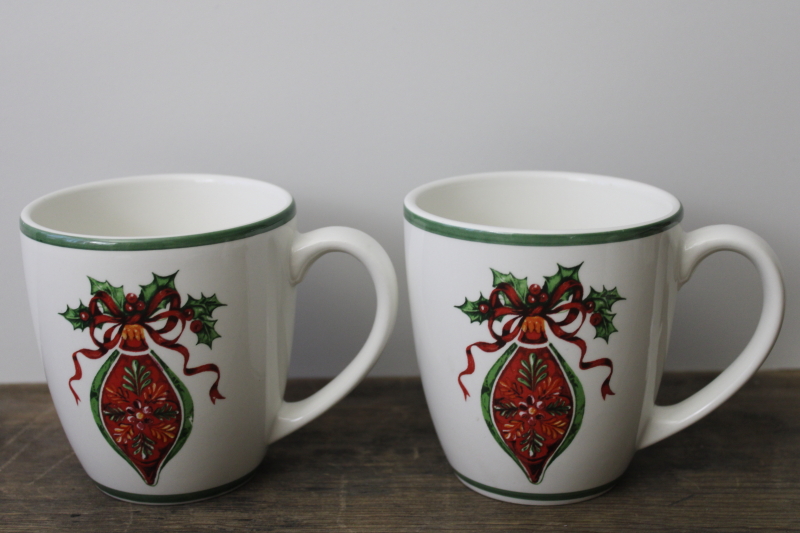 Christopher Radko Christmas Traditions ceramic mugs Holiday Celebrations ornaments pattern