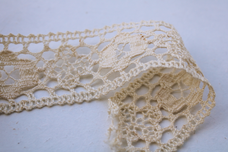 Cluny style vintage ivory cotton lace insertion sewing trim for ribbon or edging