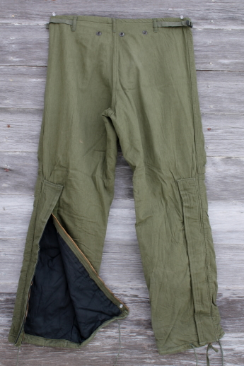 Cold War era military chemical suit, army drab jacket and pants, 70s vintage