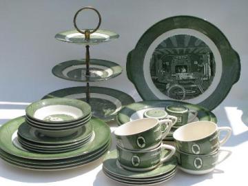 Colonial Homestead pattern dishes, vintage Royal china set, plates, bowls, cups & saucers
