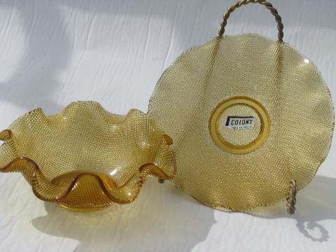 Colony - Italy, vintage waffle glass ice cream set, berry bowls and plates