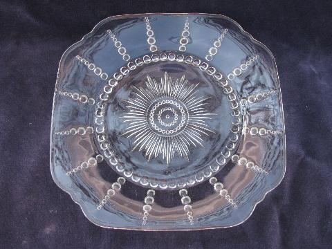 Columbia bubble pattern vintage Federal depression glass plates, set of 4