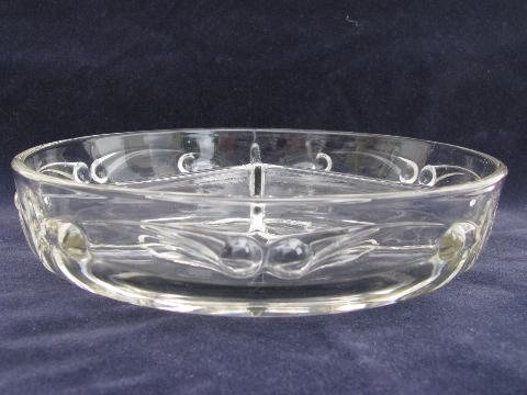 Comet pattern vintage Paden City elegant glass divided relish bowl