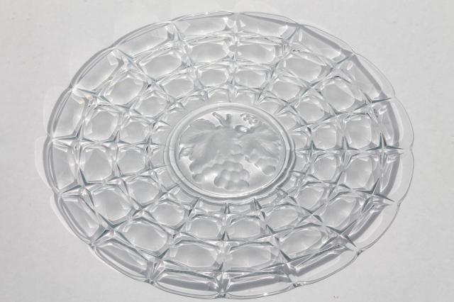 Constellation fruit intaglio Indiana glass round platter, sandwich server tray or cake plate