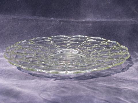 Constellation pattern vintage Indiana glass cake stand, low pedestal plate