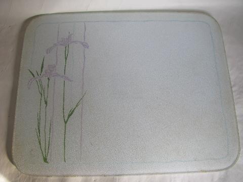 Corning glass Corelle Shadow Iris pattern, dishes for 4 w/ counter saver hot plate