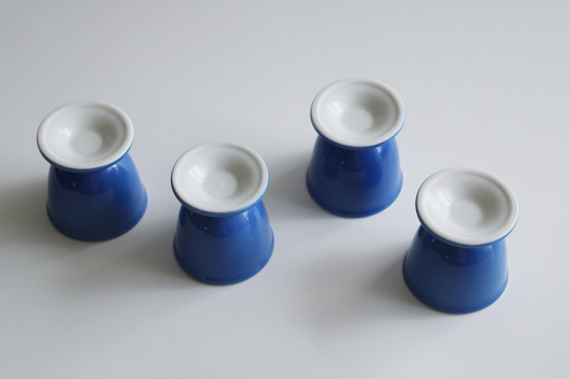 Cornish ware blue  white china egg cups, vintage Dibbern England ironstone porcelain