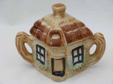 Cottageware, English cottage cream pitcher & sugar bowl, vintage Japan