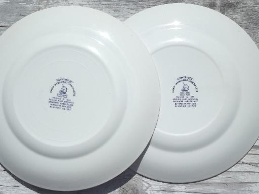 Countryside blue & white vintage Wedgwood china dinner plates set of 6