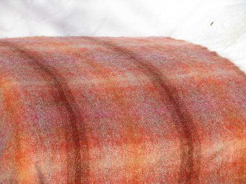 Creagaran - Scotland blanket, vintage red / orange plaid mohair wool throw