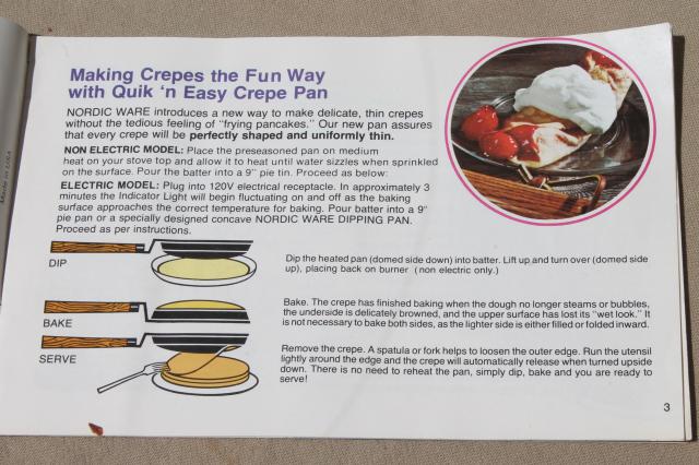 Crepes 'n Things vintage NordicWare pan instructions & recipes cookbook