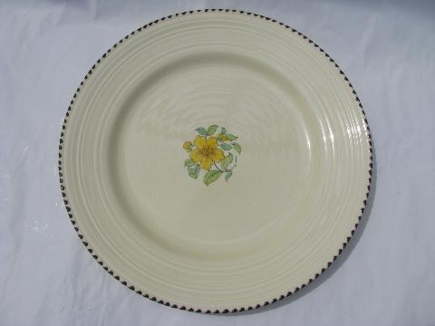 Crown Ducal - England, vintage china dinner plate, yellow flower floral