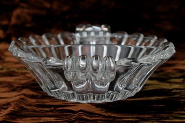 Crystolite two part relish dish, crystal clear glass divided condiment bowl w/ Heisey mark