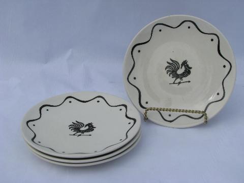Daybreak vintage Royal china bread & butter plates, black rooster