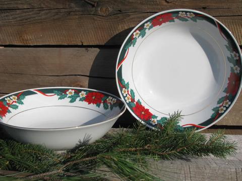 Deck the Halls Christmas holiday dishes for 4, Tienshan china