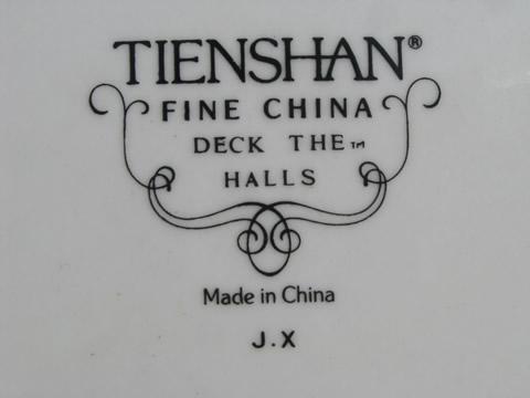 Deck the Halls Christmas holiday dishes for 4, Tienshan china