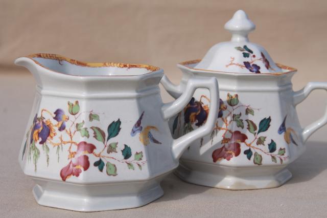 Devon Rose Wedgwood china cream pitcher & sugar bowl set, 1970s vintage