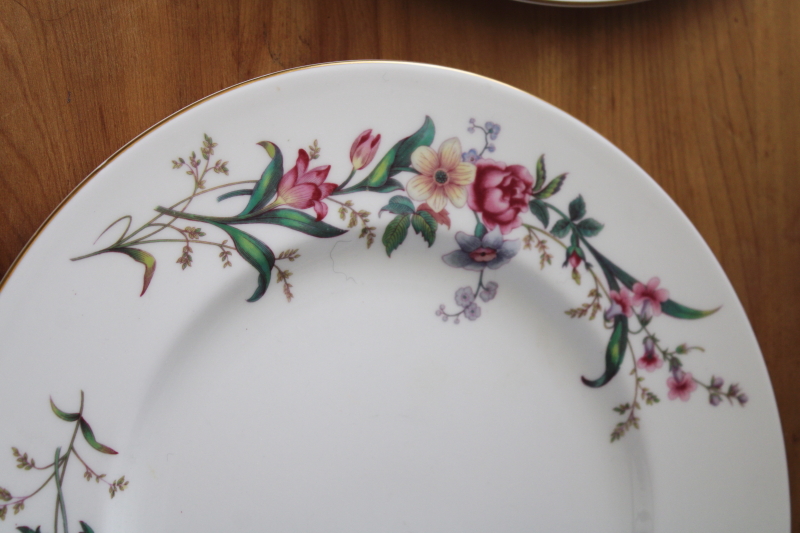 Devon Sprays vintage Wedgwood bone china dinner plates set of 6, English country style floral