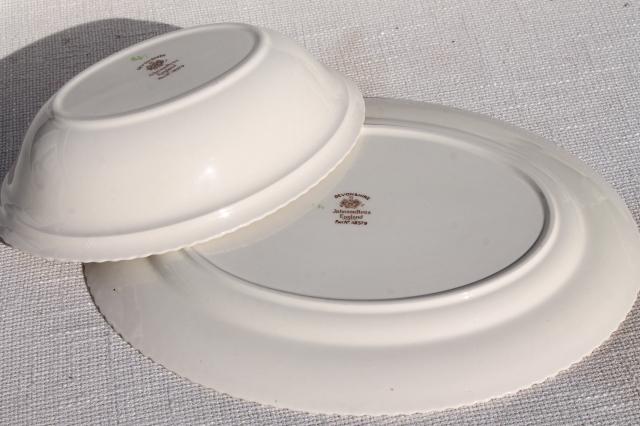 Devonshire Johnson Brothers china, vintage transferware platter & oval serving dish