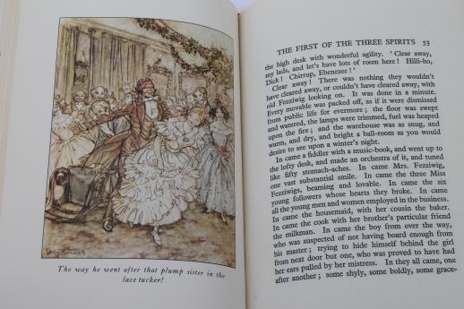 Dickens Christmas Carol vintage book with Arthur Rackham illustrations