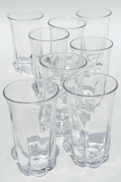 Duncan & Miller Canterbury crystal clear heavy glass tumblers, vintage highball glasses
