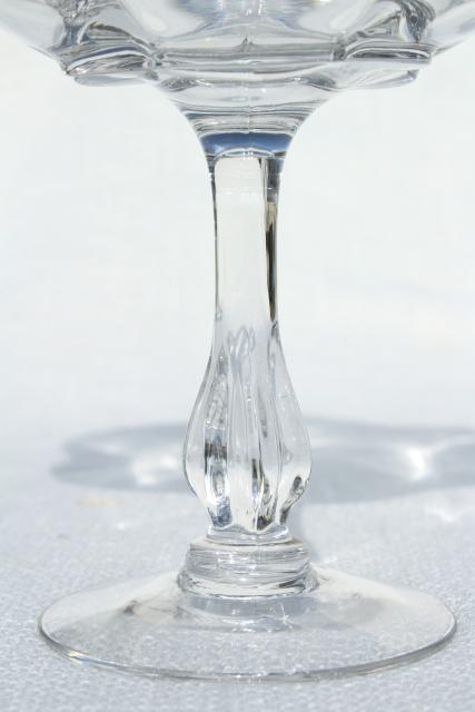 Duncan & Miller Canterbury pattern compote pedestal bowls, crystal clear vintage elegant glass