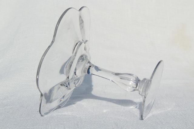 Duncan & Miller Canterbury pattern compote pedestal bowls, crystal clear vintage elegant glass
