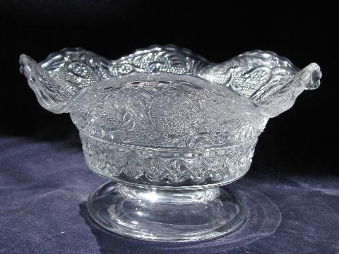 Duncan and Miller vintage Early American sandwich glass ruffled bowls