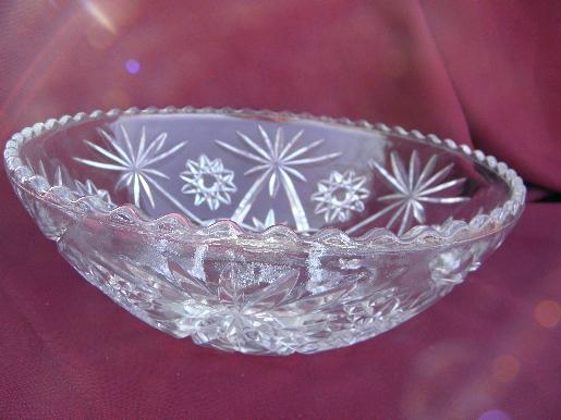 EAPC vintage pres-cut glass serving dishes, early american pattern