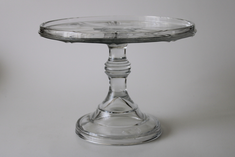 EAPG antique pressed glass cake stand, India Tree or Paneled Sprig botanical floral