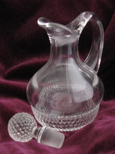 EAPG glass cruet bottle, blown and pressed tiny bubble dewdrop pattern