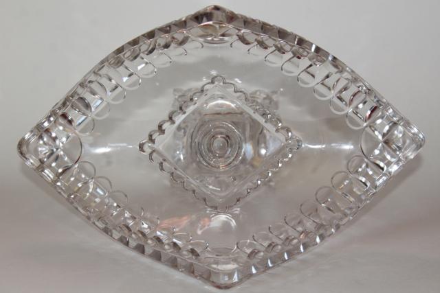 EAPG pressed glass banana stand pedestal fruit bowl, Adams Crystal Wedding 1890s vintage
