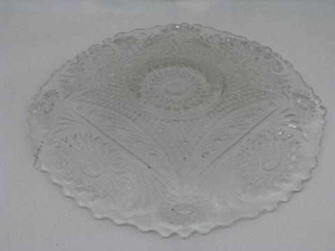 EAPG star sunburst pattern vintage plate, Early American pressed glass