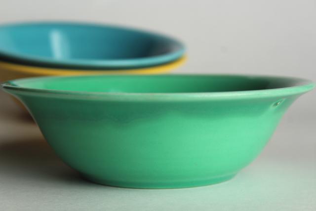 Early California 40s 50s vintage Metlox pottery cereal bowls, fiesta colors