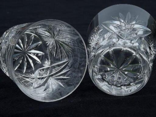 Edinburgh cut crystal cordial or shot glasses, star pattern glass