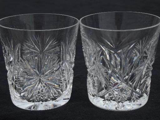 Edinburgh cut crystal cordial or shot glasses, star pattern glass
