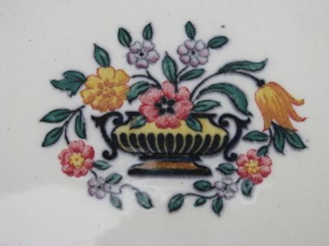Edme creamware w/ flower basket, 1920s vintage Wedgwood china, Trentham plates for 10