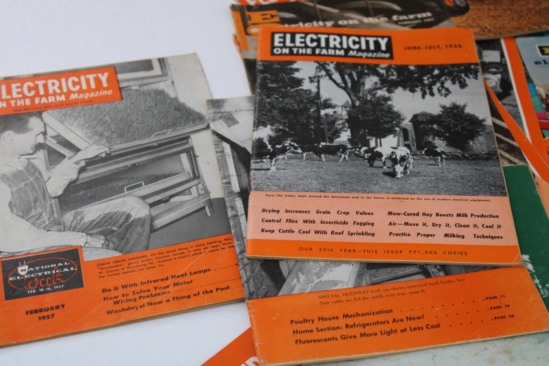 Electricity on the Farm vintage farming life farmers magazines great ads photos 1950s-70s